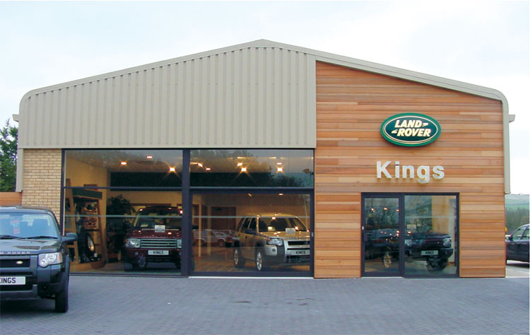 Car showroom and service centre for Land Rover vehicles for Kings on the 