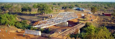 50 metre span bridge being launched in South Sudan