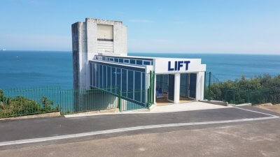 shanklin cliff lift steel bridge and canopy